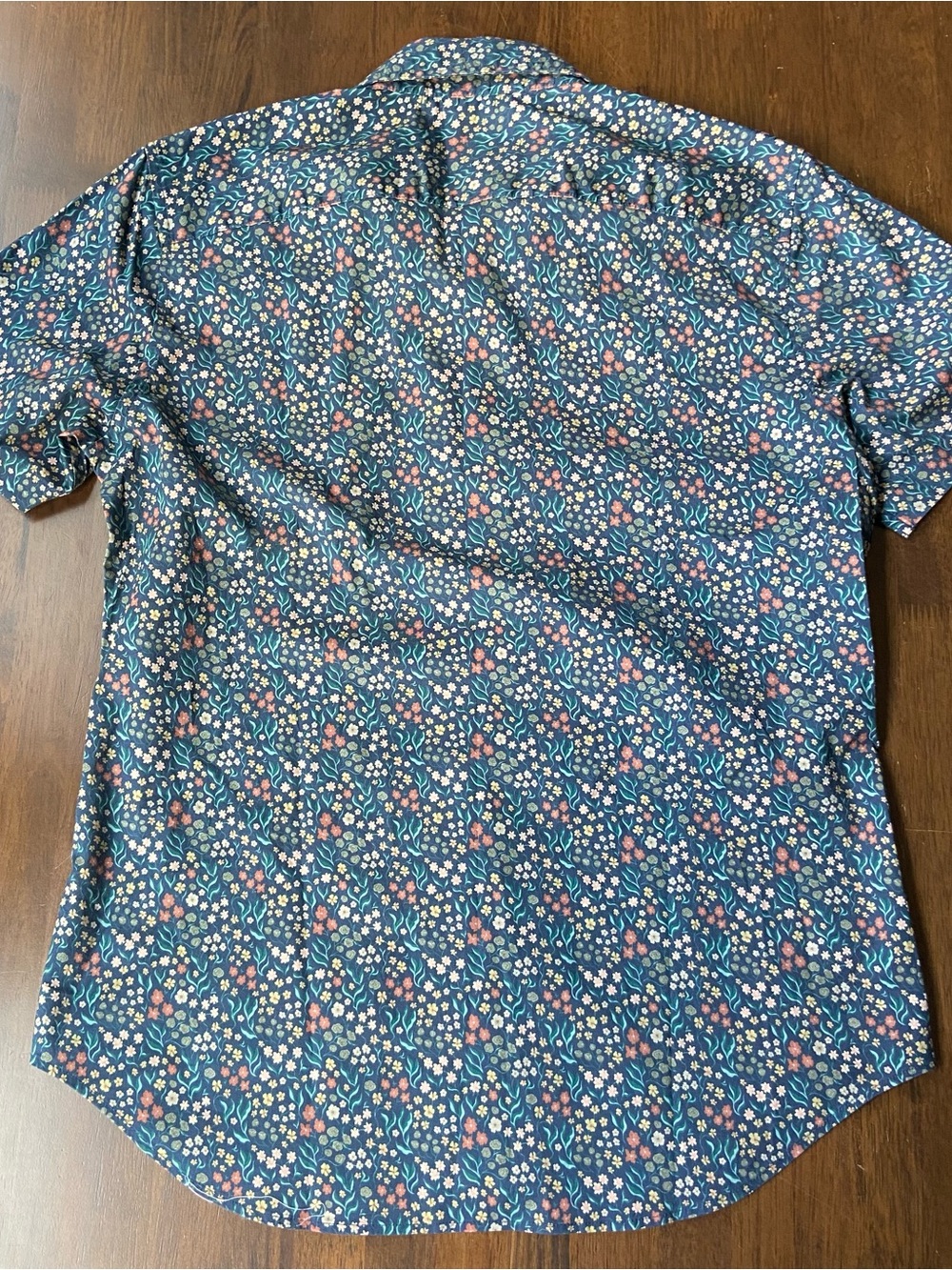 Bonobos Riviera Short Sleeve Button Shirt Mens Medium Slim Fit Blue Floral - Picture 4 of 9
